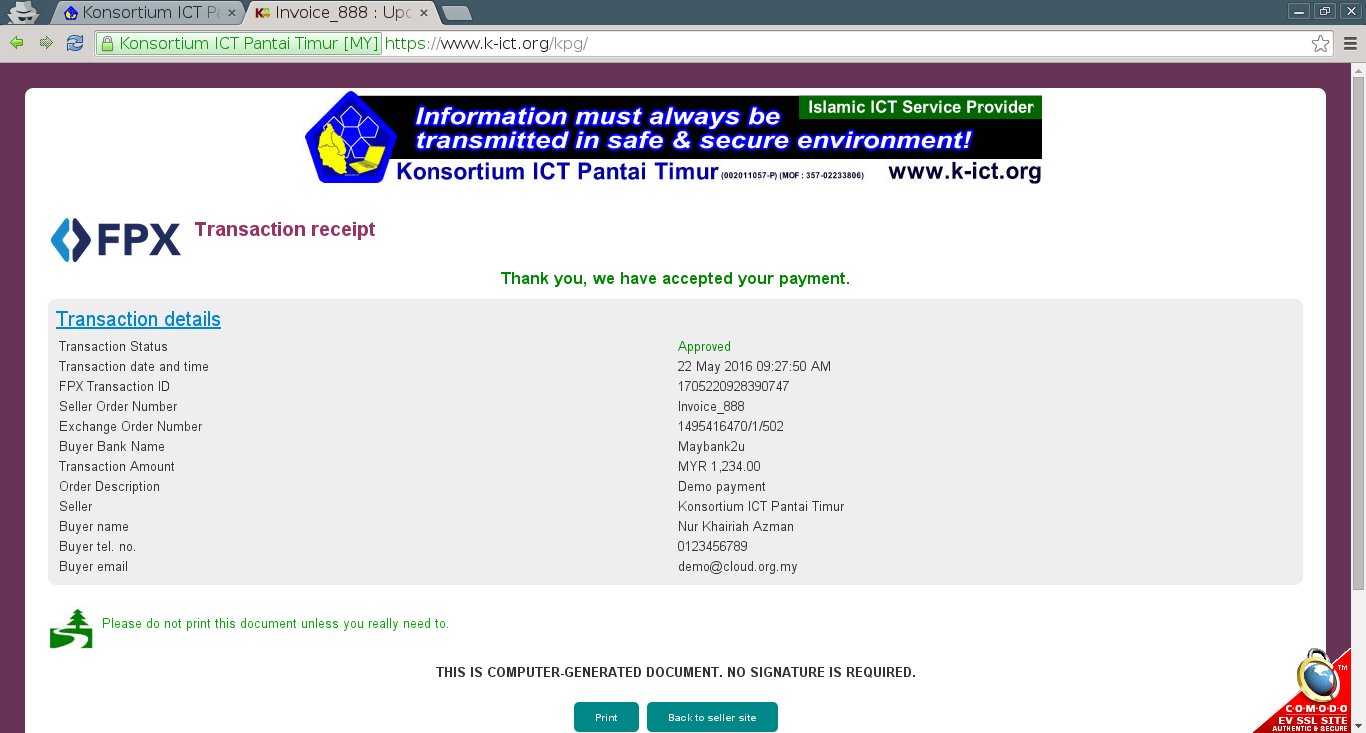 Step 6 : Complete the Internet Banking payment till reaching the receipt.