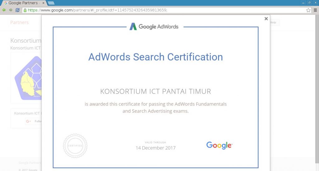 Google AdWords Search certified