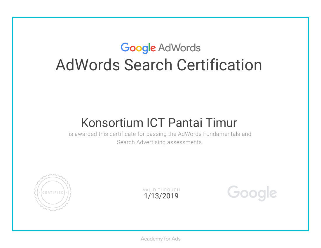 AdWords Search Certificate